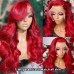 Red Color 13x4 Transparent Lace Front Wigs Body Wave