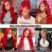 Red Color 13x4 Transparent Lace Front Wigs Body Wave