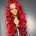 Red Color 13x4 Transparent Lace Front Wigs Body Wave