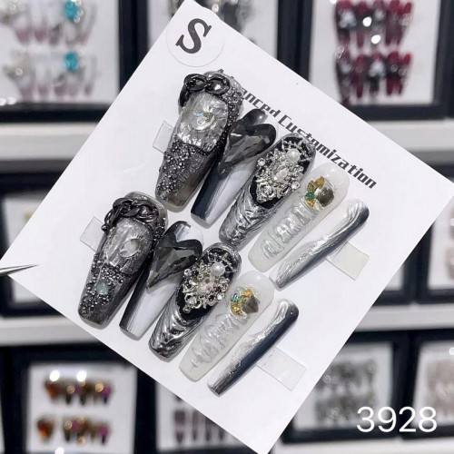 10Pcs Long Press on Nails Cat Eye False Nails Cute Pearl 3D Design Manicure for Girls Women | Human Hair Wig | Lace Front