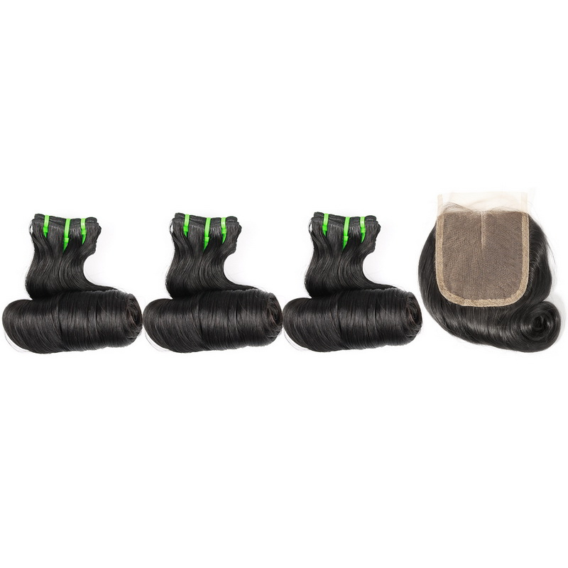 Egg Curly Double Drawn Virgin Human Hair Bundles With 4x4 Lace Closure