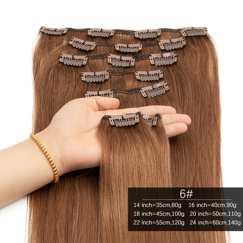 #6 Clip In Hair Extensions 100% Virgin Remy Human Hair Extension