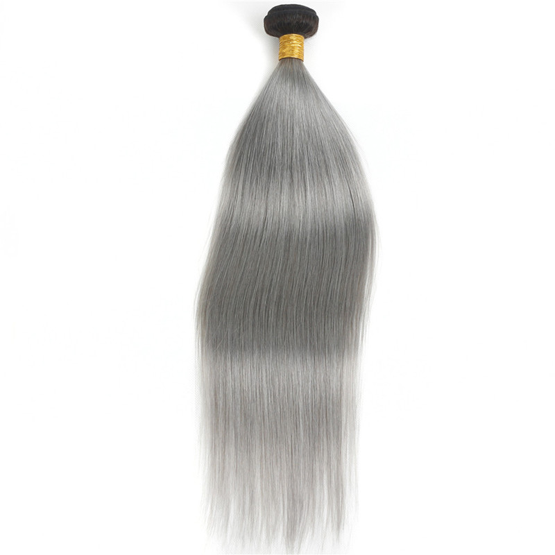 Virgin Hair Natural Straight 1B/ Green Grey Hair Bundles