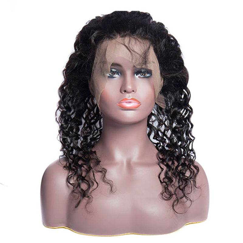 Virgin Hair Water Wave 360 Lace Frontal Closure 22.5x4x2 With Adjustable Strap Medium Brown Lace