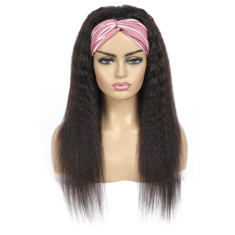 Headband Wig Human Hair Kinky Straight Wig