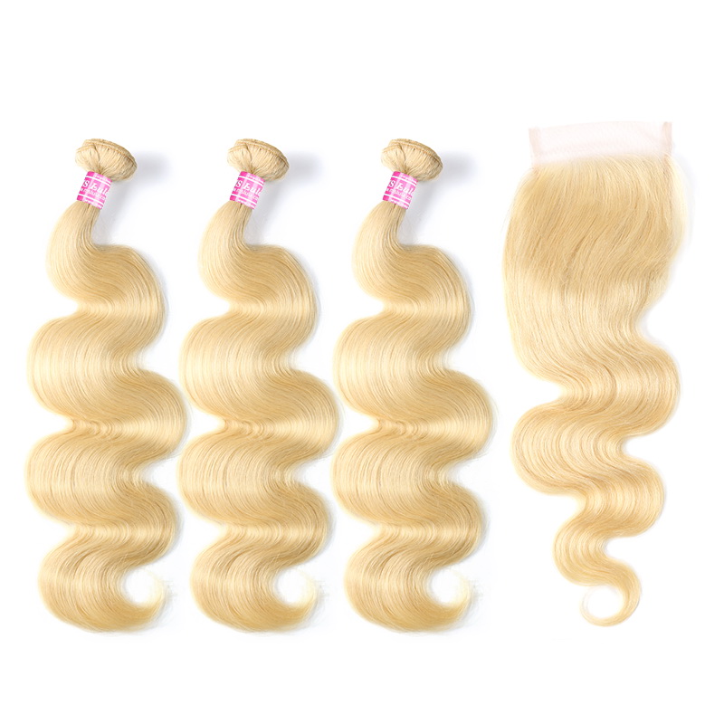 613# Virgin Body Wave Hair Bundles With 1 Lace Closure