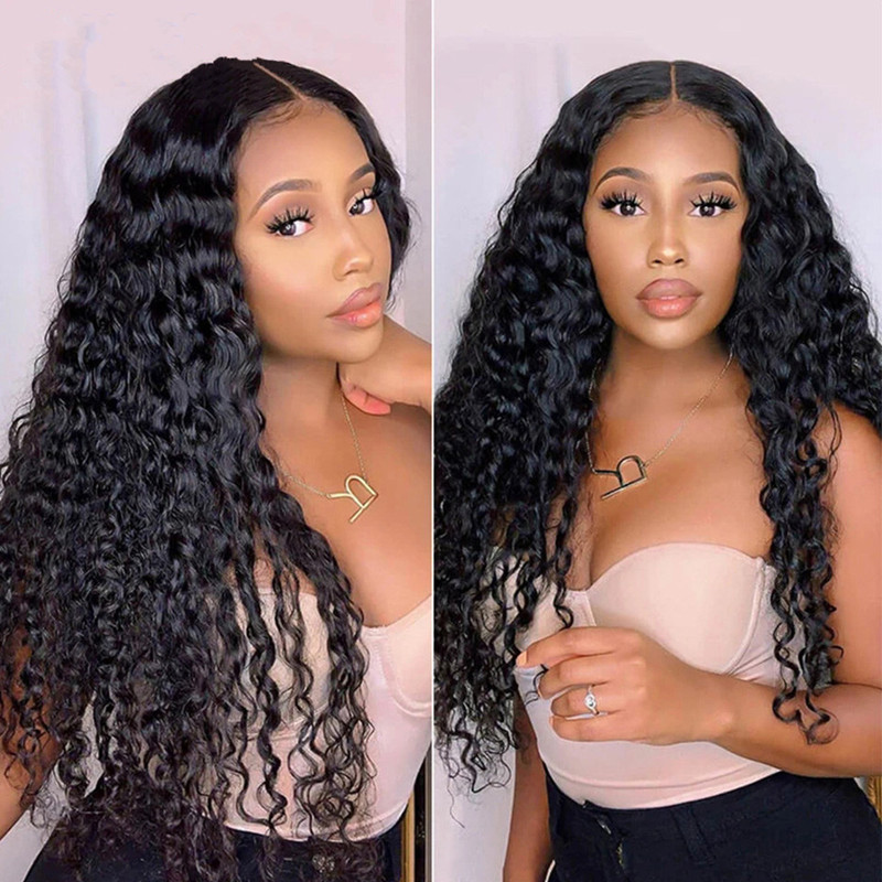 Deep Wave Transparent 4x4 5x5 6x6 Closure Wig Made By Bundles With Closure 
