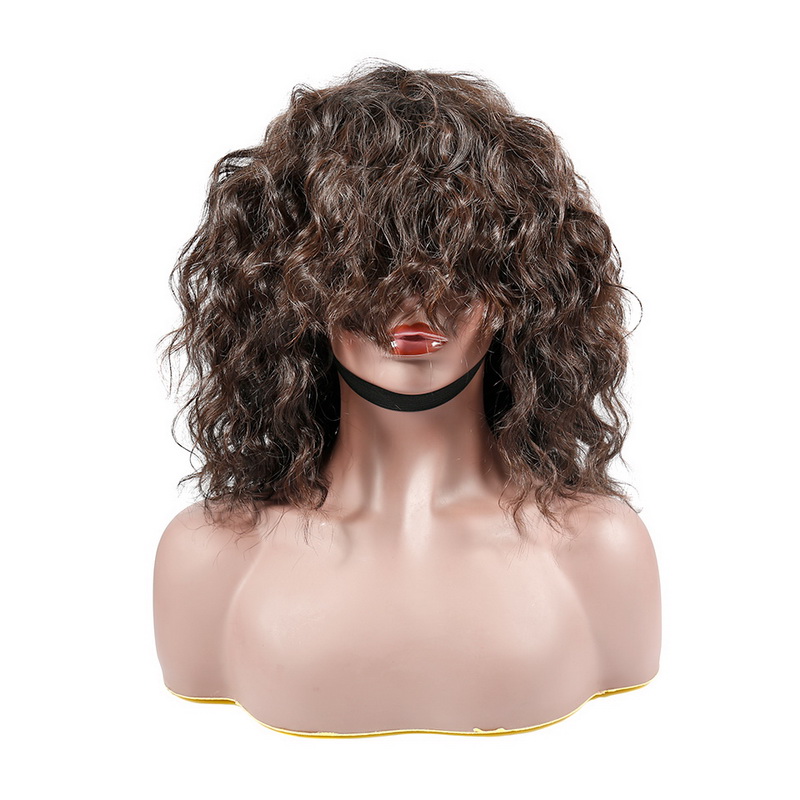 Human Hair Loose Body Wave Machine-made Bob Wig With Bangs