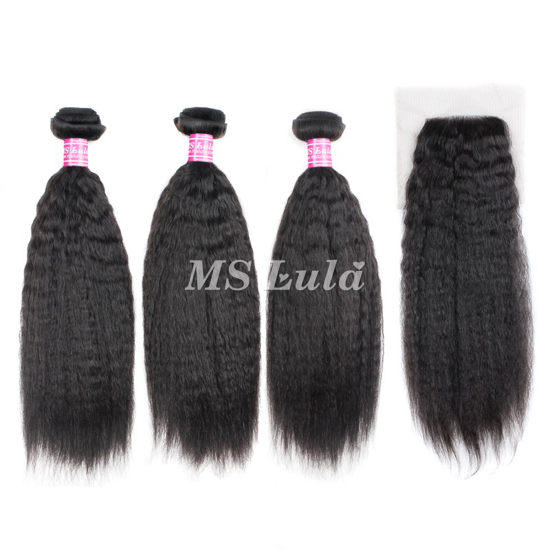 Cheap Bundle With 4x4 Lace Closure Human Virgin Hair Kinky
