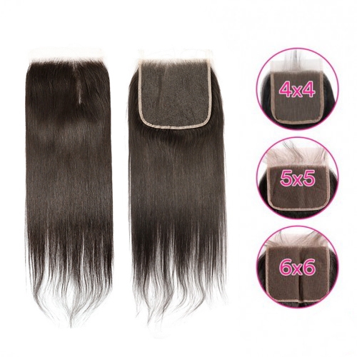 Virgin Hair Natural Straight 4x4 5x5 6x6 7x7 Transparent Lace Closure