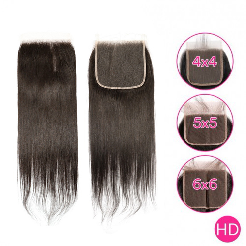 Virgin Hair Natural Straight 4X4 5x5 6x6 7x7 HD Lace Closure