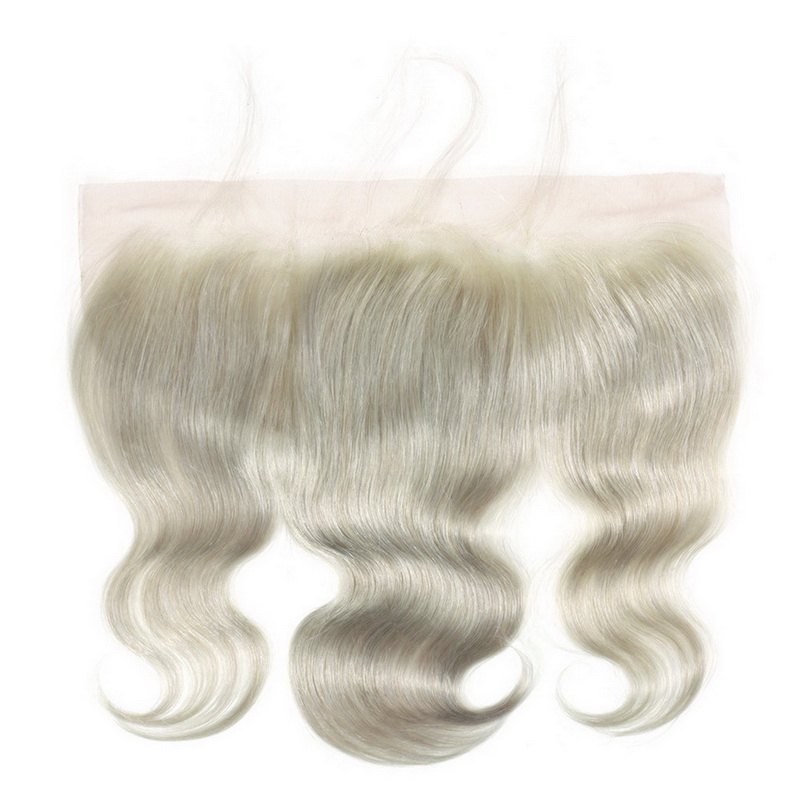 13X4 Grey Silver Virgin Hair Body Wave Lace Closure