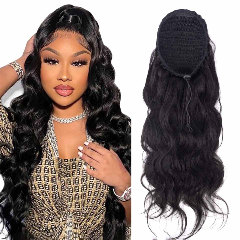 Body Wave Drawstring Ponytail 100% Virgin Remy Human Hair Extensions 