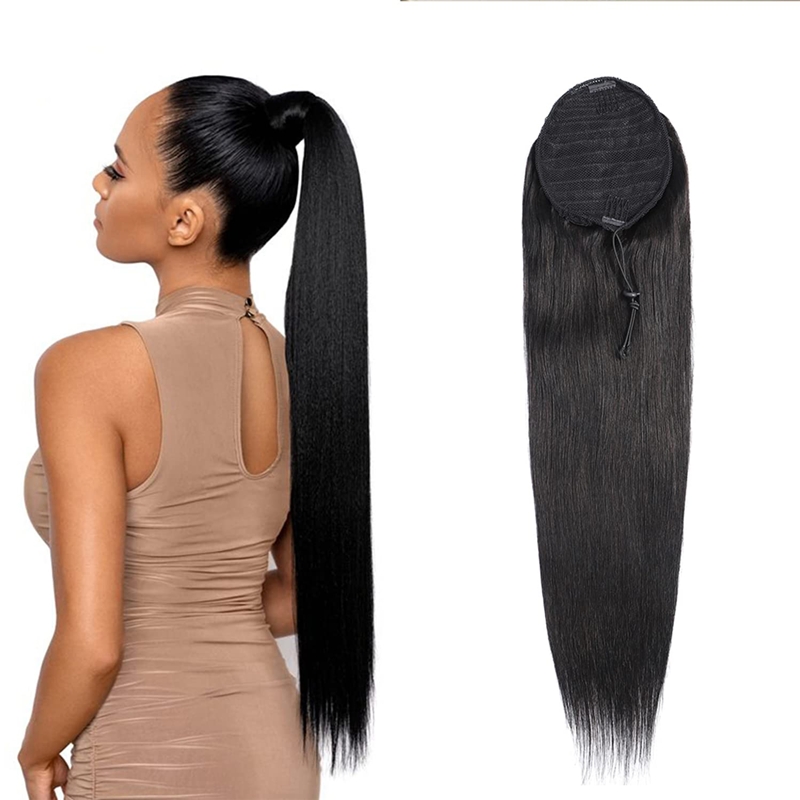 Straight Drawstring Ponytail 100% Virgin Remy Human Hair Extensions 