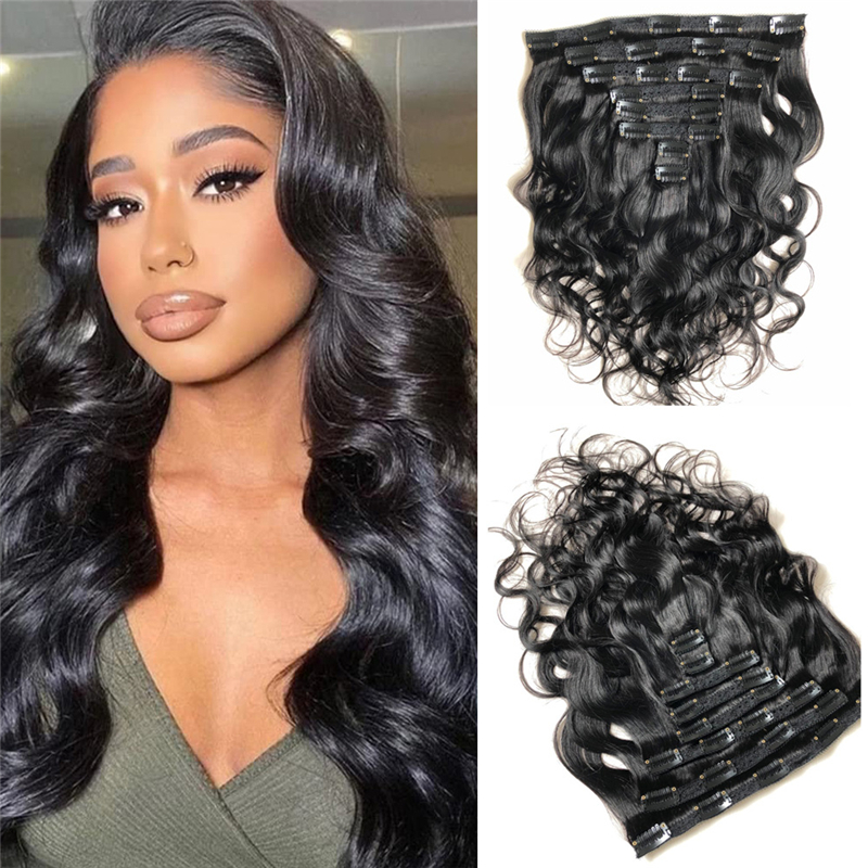 100% Virgin Remy Human Hair Clip In Hair Extensions Body Wave(7 Pcs/set)