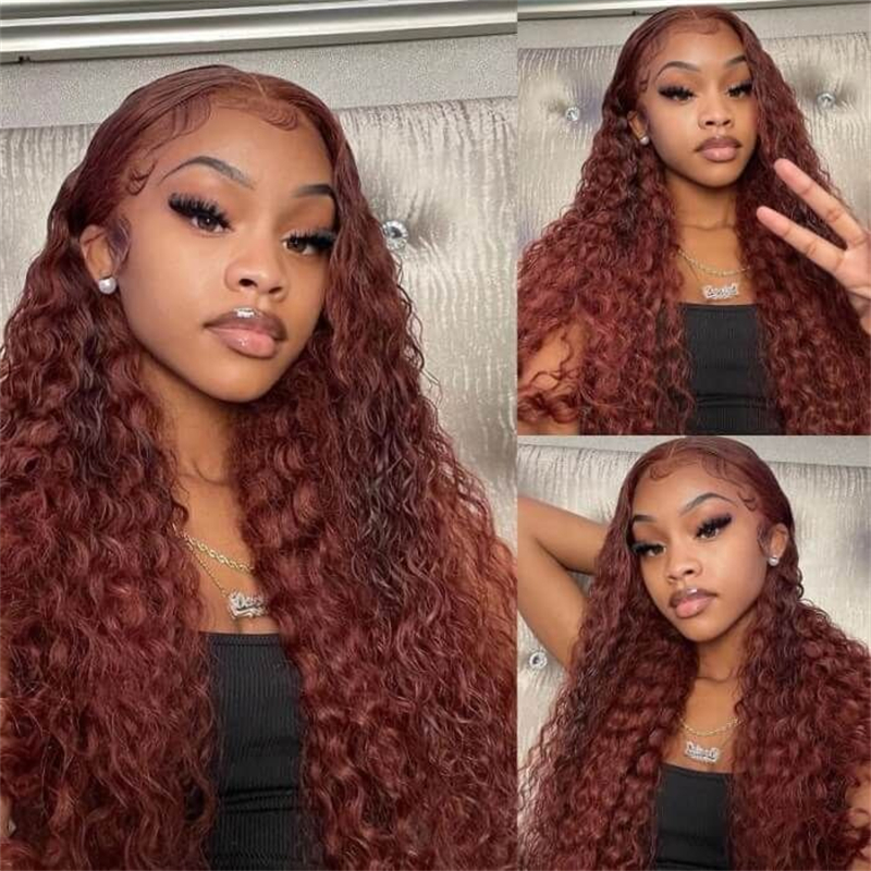 #33 Reddish Brown 13x4 Transparent Lace Front Water Wave Season Vibe Wig