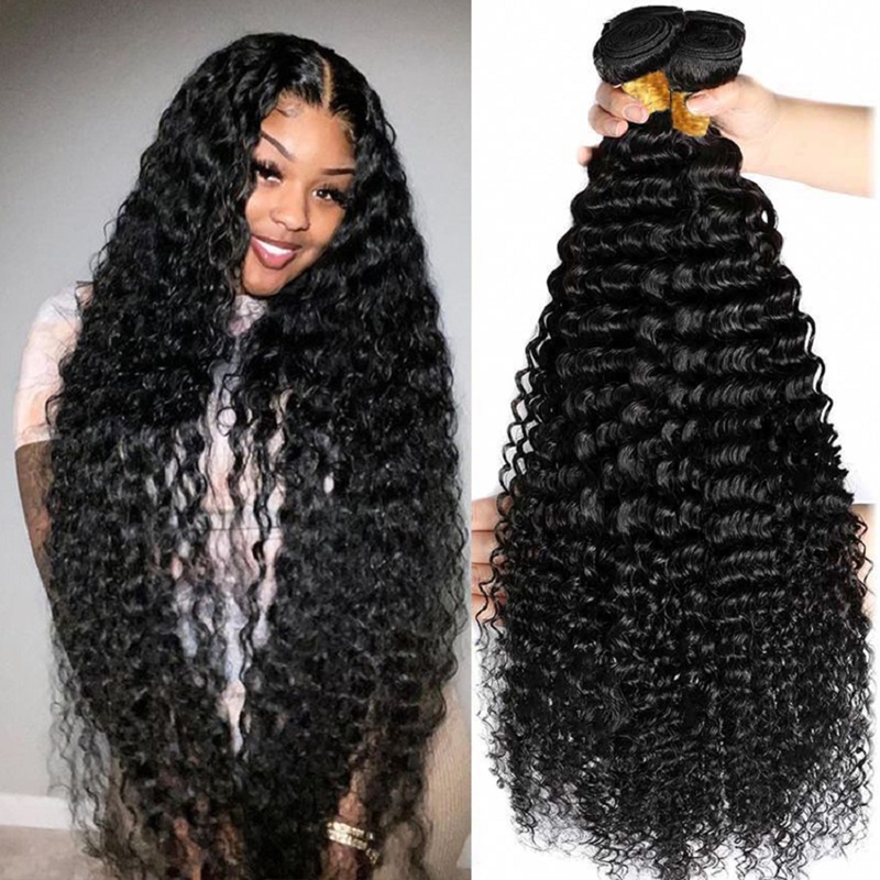 Raw Virgin 30-40 Inches Deep Wave Curly Hair Bundles