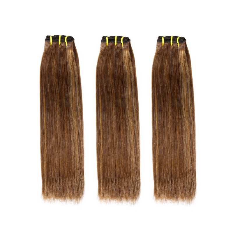 #4/27 Honey Blonde Highlight Natural Straight Virgin Human Hair Double Drawn Bundles