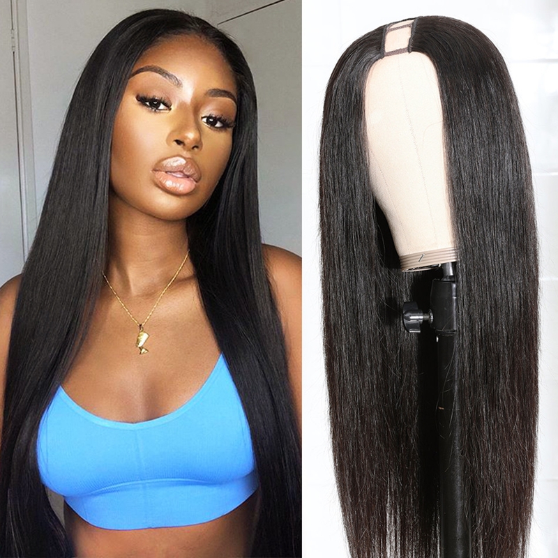 Virgin Human Hair Straight U Part Wigs