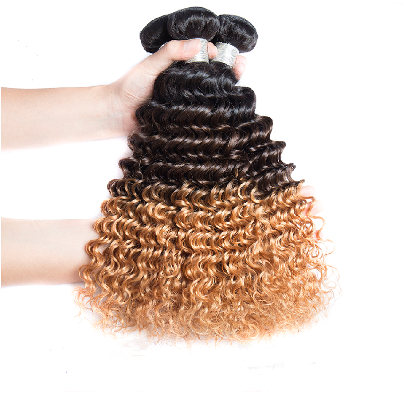 T1B/4/30 Ombre Hair Bundles Virgin Deep Wave Hair Weave